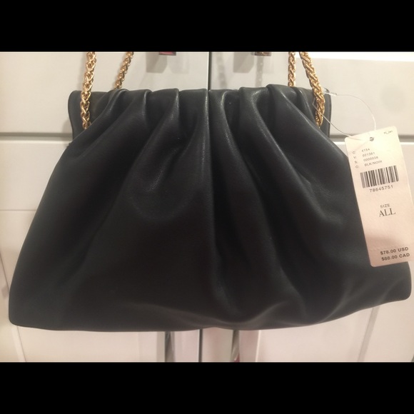 NWT Anthropologie pleated clutch shoulder bag BLAC - Picture 8 of 8